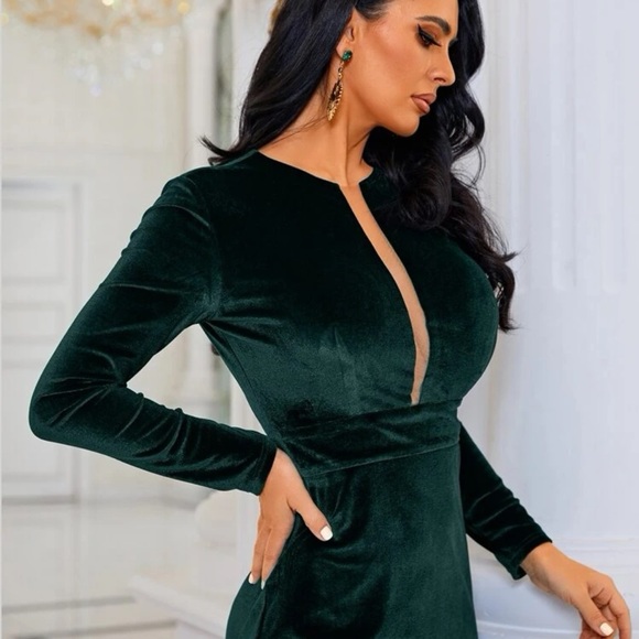 Missord Mesh Insert Velvet Maxi Dress - Picture 1 of 4
